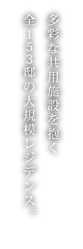 多彩な共用施設を抱く全１５３邸の大規模レジデンス。